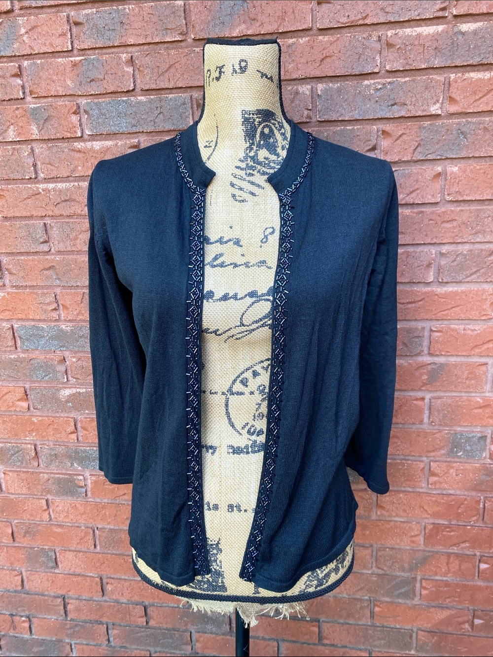 Silk Black Open Front Women's Sweater Cardigan S